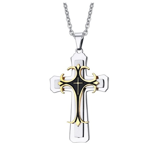 Stainless Steel Multi Layer Cross Necklace