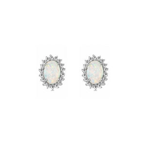 Silver Silver Halo Opal Earrings