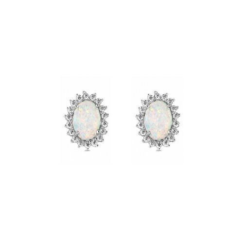 Silver Silver Halo Opal Earrings