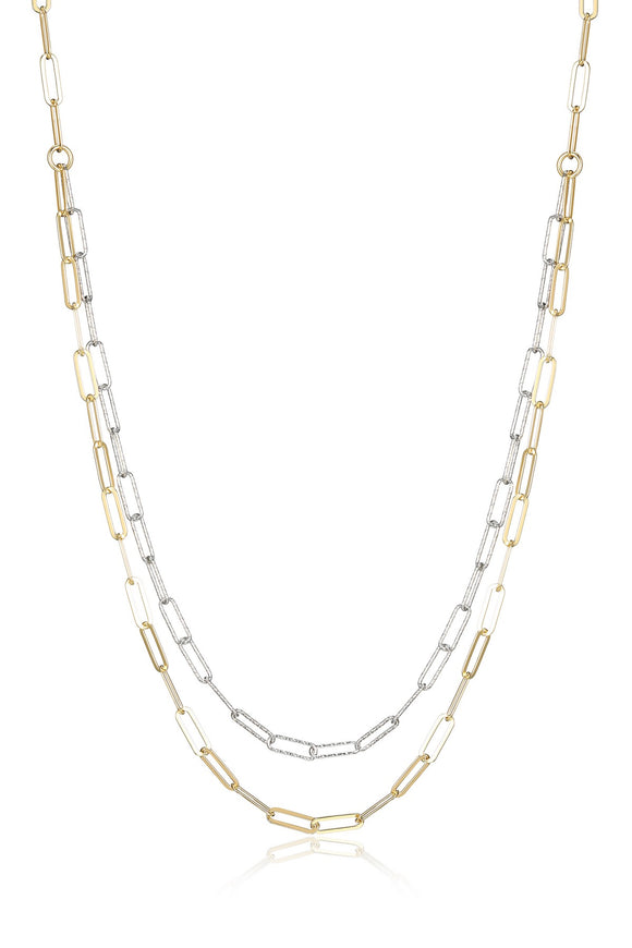 Layered Two Tone Paperclip Necklace
