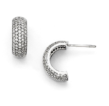 Cz Sterling Silver Post Hoop Earrings