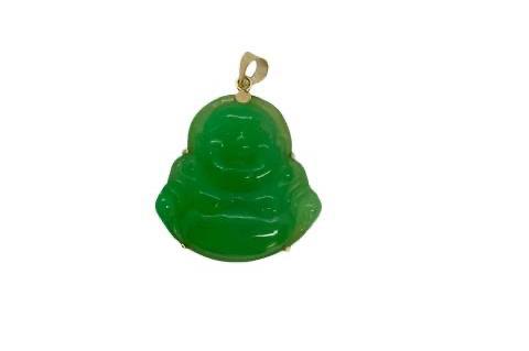 14k Yellowgold Jade Buddha Pendant