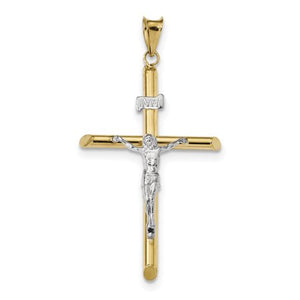 10k Yellowgold and Whitegold Crusifix Cross