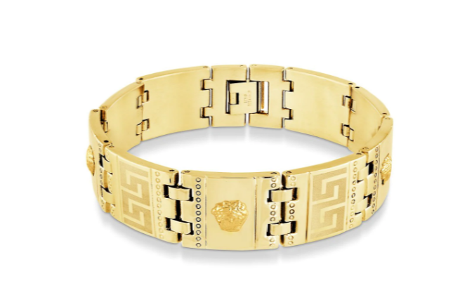 Stainless Steel Greek Key pattern Trio Medusa Bracelet