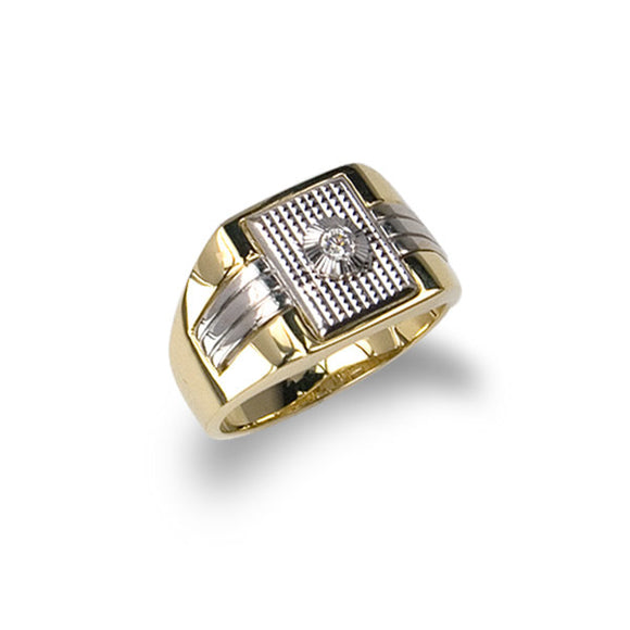 Two Tone Square Ring with Cz