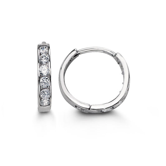 (11mm)WhiteGold  CZ  Huggies