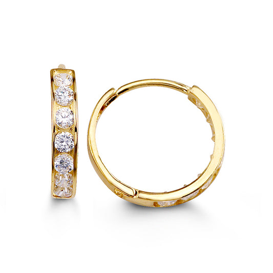 (12mm)YellowGold  Cz Huggies