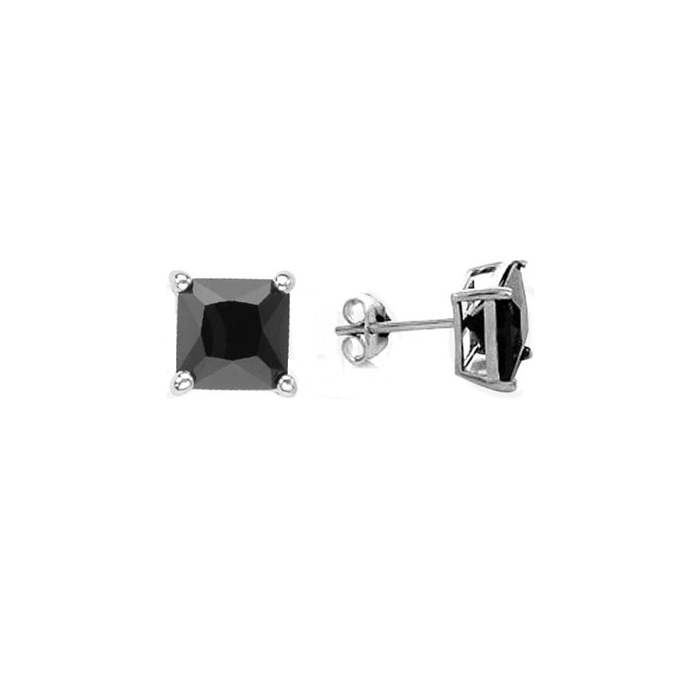 (6mm)Black Cz Square Studs