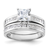 Sterling Silver Princess Cut Wedding Ring Set