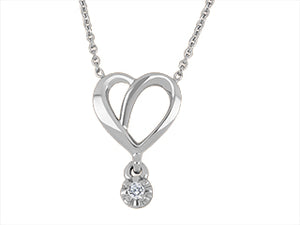 (.025cttw) Whitegold Heart Diamond Necklace (My heart belongs to you today and always)