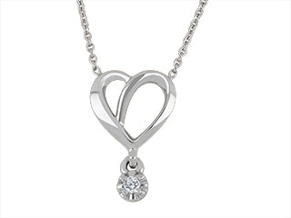 (.025cttw) Whitegold Heart Diamond Necklace (My heart belongs to you today and always)