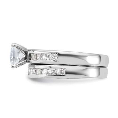 Sterling Silver Princess Cut Wedding Ring Set