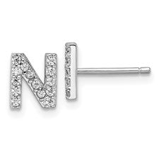 Sterling Silver Initial "N" Stud Earrings
