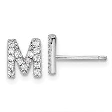 Sterling Silver Initial "M" Stud Earrings