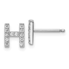 Sterling Silver Initial "H" Stud Earrings