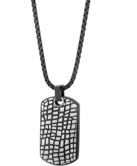 Stainless Steel Croco Design Dog Tag Necklace