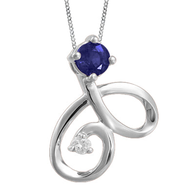 (0.042cttw) WhiteGold Sapphire and Diamond Necklace