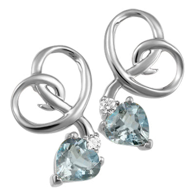 (0.025cttw) Whitegold Aquamarine  Earrings with Canadian Diamond