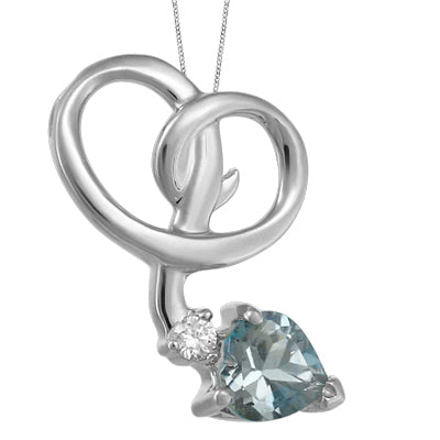 (0.24cttw) Whitegold Aquamarine and Diamond Necklace