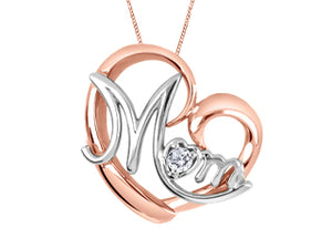 (0.02ct) Whitegold and Rosegold Mother and Child Diamond Necklace