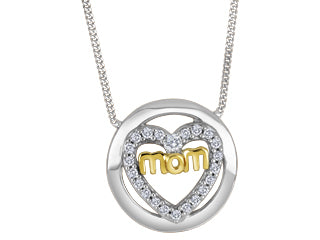 10k Canadian Whitegold and Yellowgold Diamond Mom Necklace