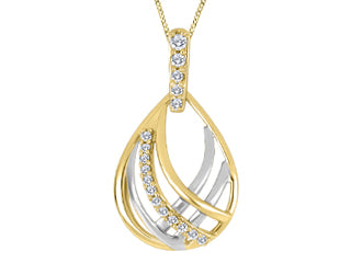 (0.11cttw)Yellow and White Gold Canadian Diamond Necklace