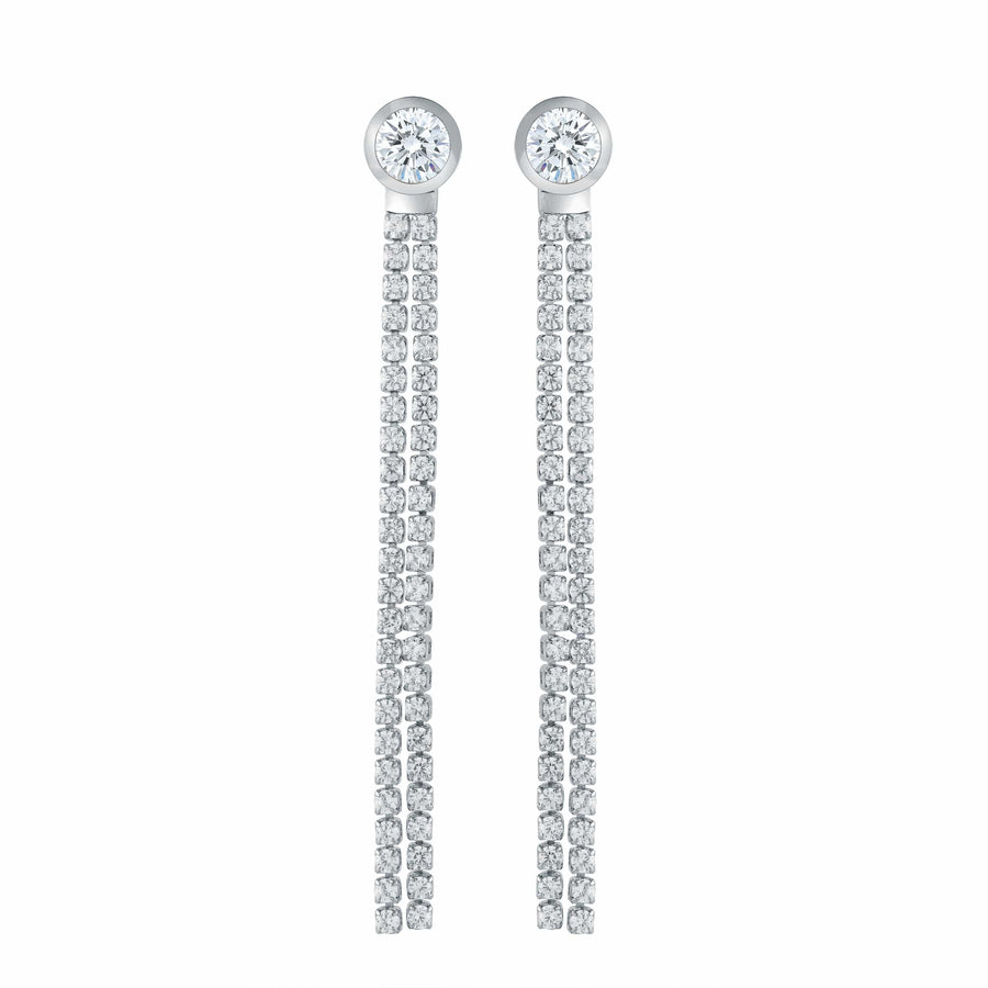 Goldip Stainless Steel CZ Bezel Drop Chandelier Earrings