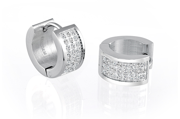 Italgem Stainless Steel Micro Pave CZ Huggies