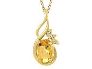 (0.03cttw) YellowGold Citrine and Diamond Necklace