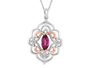(0.005cttw) Pink Topaz and Diamond Necklace