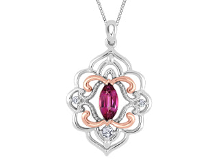 (0.005cttw) Pink Topaz and Diamond Necklace