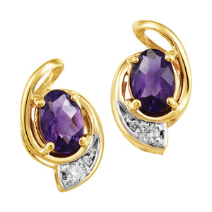 (0.50cttw)YellowGold Amethyst  Earrings with Canadian Diamond