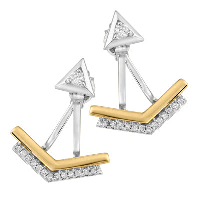 10K White and Yellowgold Jacket Earrings with Canadian Diamond