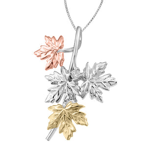(0.27ct) Tri Color Maple Leaf Necklace