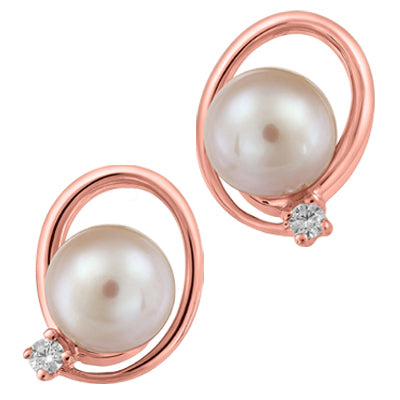 Rosegold Pearl and Canadian Diamond Studs