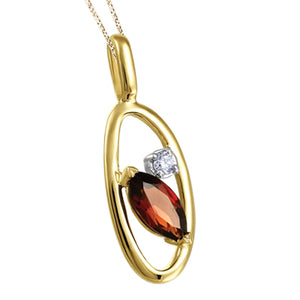 (0.041cttw) YellowGold Garnet and Diamond Necklace