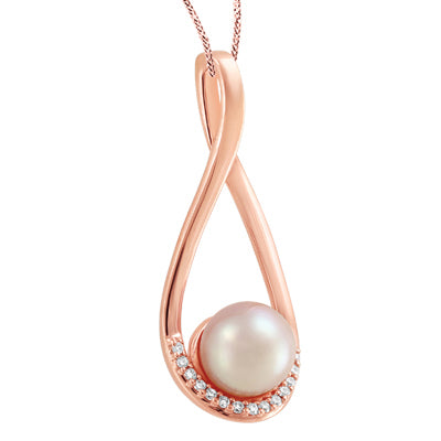 Rosegold Pearl and Diamond Pendant