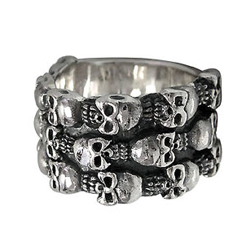 Sterling Silver Wide Skull Band