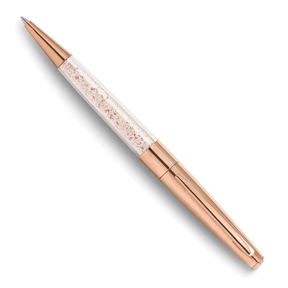 RoseTone Plated Clear Crystal Filled Ballpoint Pen
