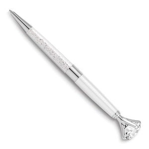 White, Crystal Ballpoint Pen with Crystal Gemstone Top