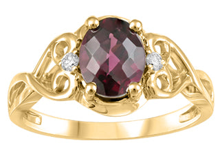 10K Rhodolite Garnet Canadian Diamond Ring