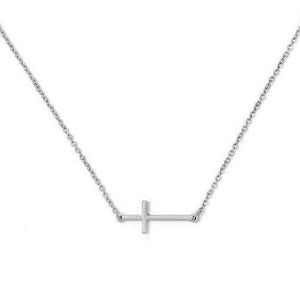 Sterling Silver Side Way Cross Necklace