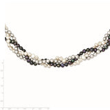 Sterling Silver Rhodium Plated White/Black/Silver FWC Pearl Necklace