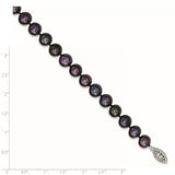 Sterling Silver  8-9mm Black Pearl Necklace