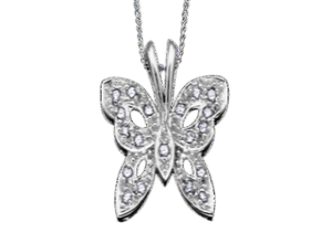 (0.10ct) Whitegold Butterfly Pendant