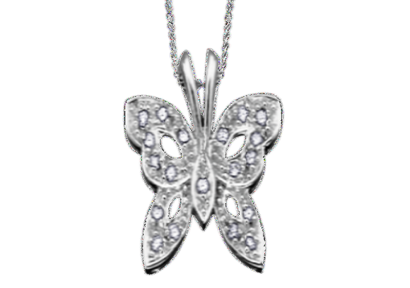 (0.10ct) Whitegold Butterfly Pendant