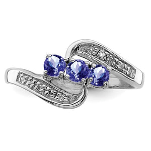 Sterling Silver Tanzanite and Diamond Ring