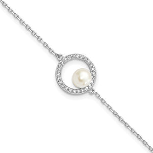 Sterling Silver White Button Pearl Bracelet