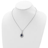 Sterling Silver Synthetic Sapphire and Cz Necklace