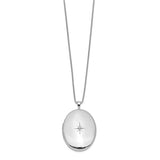Sterling Silver Oval Diamond Locket Necklace